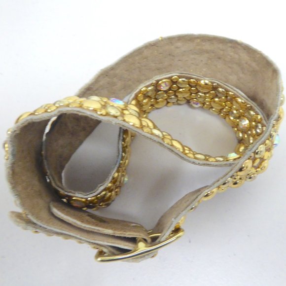 VINTAGE LEATHER BELT swarovski crystal 36 completely studded